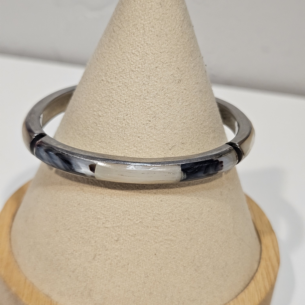 Silver Blue White Women's Cuff Bangle Bracelet Jewelry